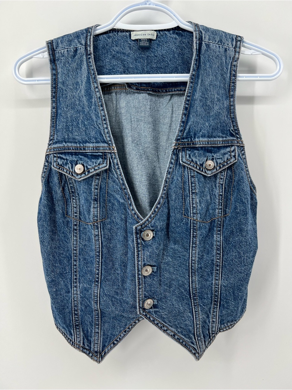 American Eagle Outfitters Women’s Medium Western Denim Vest with Adjustable Back